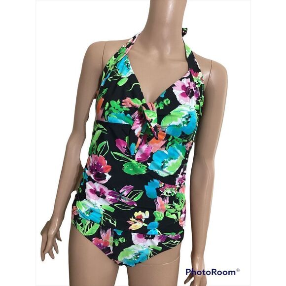 Catalina Floral Print One Piece Swimsuit M - Picture 1 of 6